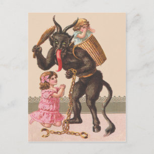 Carte Postale Krampus Punir les enfants Chaîne de commutation