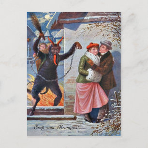 Carte Postale Krampus Punissant les Adultes Méchants