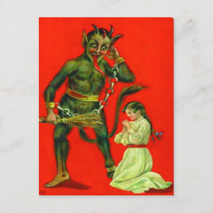 Carte Postale Krampus Punissant Une Mauvaise Fille