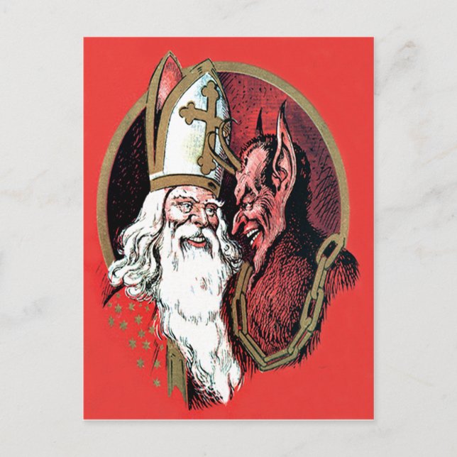 Carte Postale Krampus Saint Nicolas Rouge (Devant)
