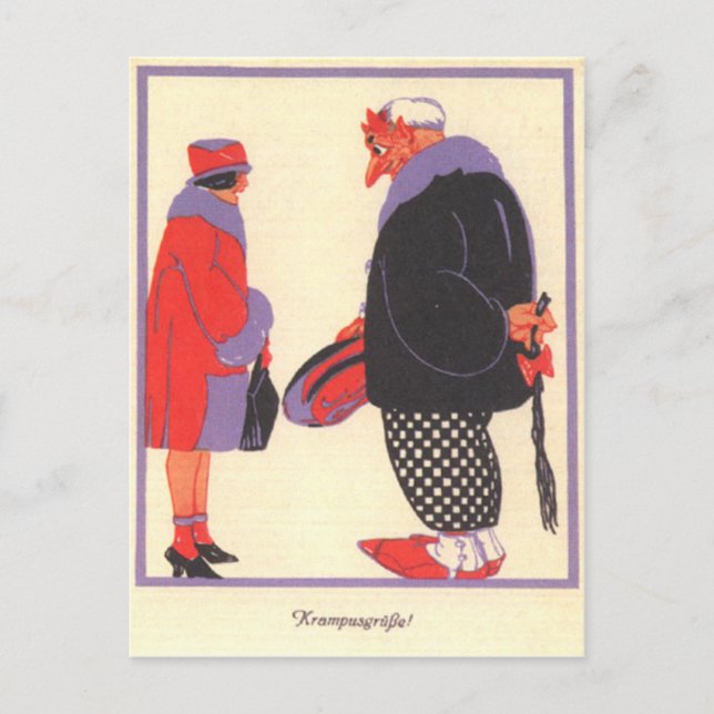 Carte Postale Krampus & Saint-Valentin (Devant)