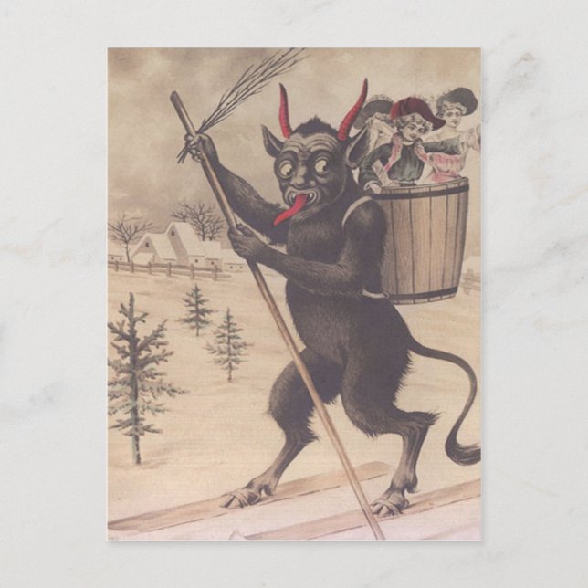Carte Postale Krampus Ski Kidnapping Femmes (Devant)