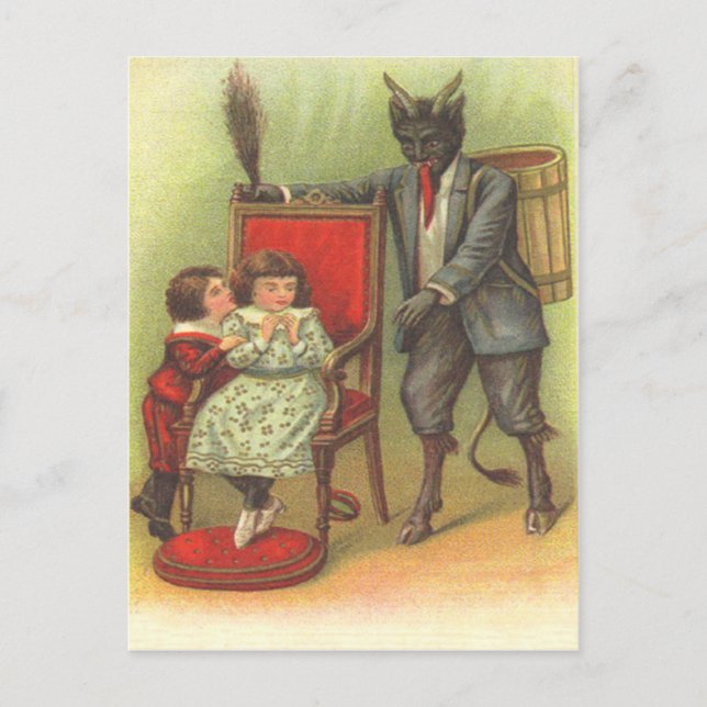 Carte Postale Krampus Venant Pour Les Mauvais Enfants (Devant)