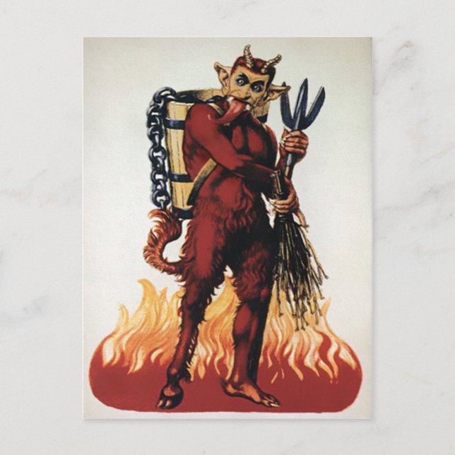 Carte Postale Krampus vintage avec feu (Devant)