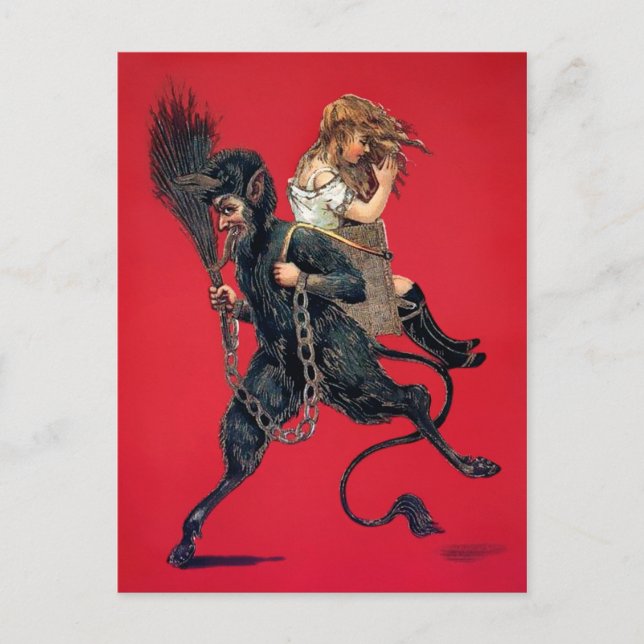 Carte Postale Krampus vintage Avec Fille (Devant)
