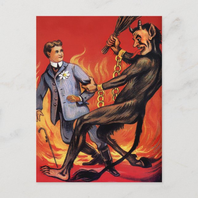 Carte Postale Krampus vintage en enfer (Devant)