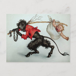 Carte Postale Krampus vintage voler un bébé