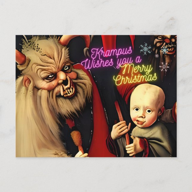 Carte Postale Krampus vous souhaite un joyeux Noël (Devant)