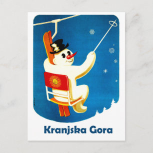 Carte Postale Kranjska Gora, Slovénie, Bonhomme de neige sur un