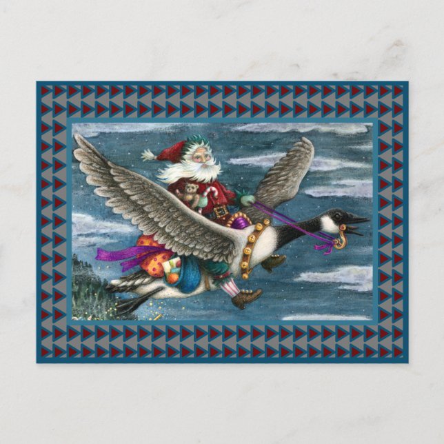 CARTE POSTALE KRIS KRINGLE ET LES JOUETS SUR LE CANADA GOOSE NOË (Devant)