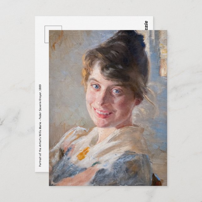 Carte Postale Kroyer - Portrait de l'épouse de l'artiste Marie (Devant / Derrière)