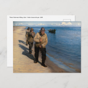 Carte Postale Kroyer - Trois pêcheurs tirant un bateau