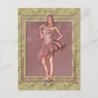 Carte Postale KRW Imaginaire Jester en rose et or