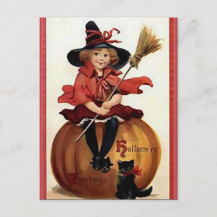 Carte Postale KRW Little Witch Halloween Vintage