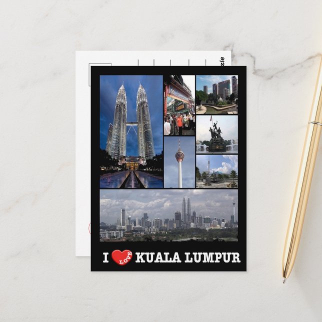 Carte Postale Kuala Lumpur - I Love - Malaysia - (Devant/Arrière en situation)