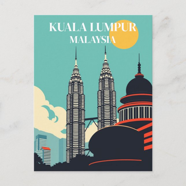Carte Postale Kuala Lumpur Malaisie Paysage Urbain Rétro  (Devant)