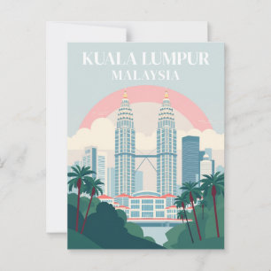 Carte Postale Kuala Lumpur Malaisie Paysage Urbain Vintage Voyag