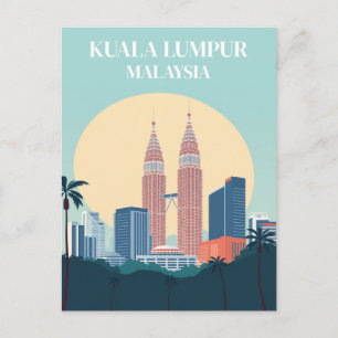 Carte Postale Kuala Lumpur Malaisie Rétro Tours Petronas