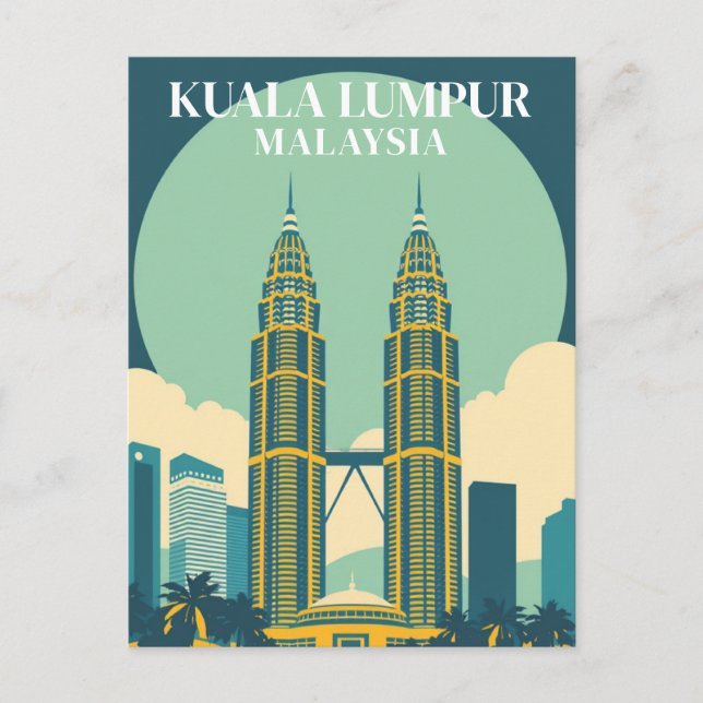 Carte Postale Kuala Lumpur Malaisie Tours Rétro Cité Paysage (Devant)
