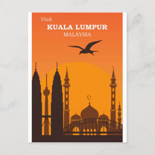 Carte Postale Kuala Lumpur Malaisie Vintage City Skyline Travel