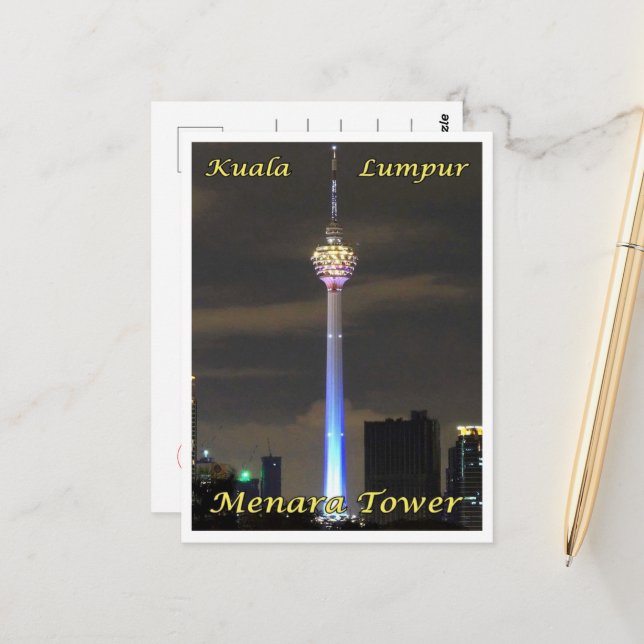 Carte Postale Kuala Lumpur Menara Tower - Malaisie - (Devant/Arrière en situation)