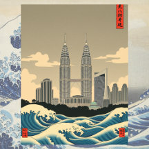 Kuala Lumpur Vintage Japon Style Skyline Vague