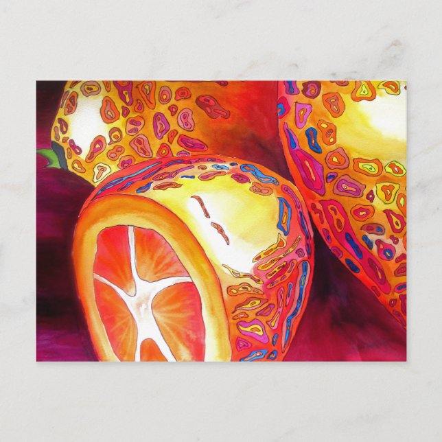 Carte Postale Kumquats agrumes oranges aquarelles fruits art (Devant)