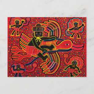 Carte Postale Kuna Indian Stork Apportant design bébé