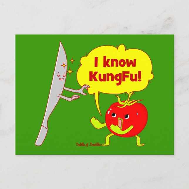 Carte postale KungFu Tomato Doodle Art (Devant)