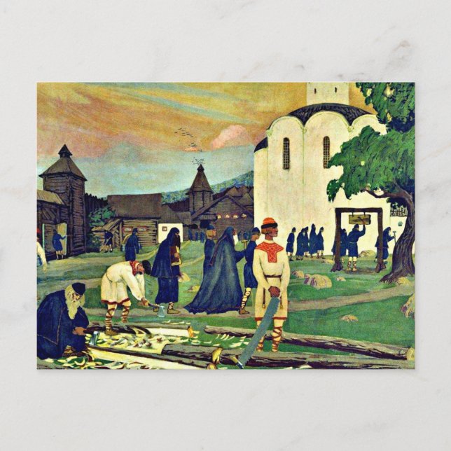 Carte Postale Kustodiev - Dans le monastère (Devant)