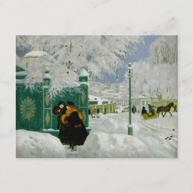 Carte Postale Kustodiev - Scène d'hiver (Devant)