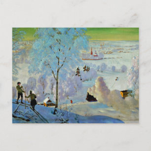 Carte Postale Kustodiev - Skiers