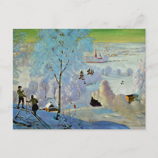 Carte Postale Kustodiev - Skiers (Devant)