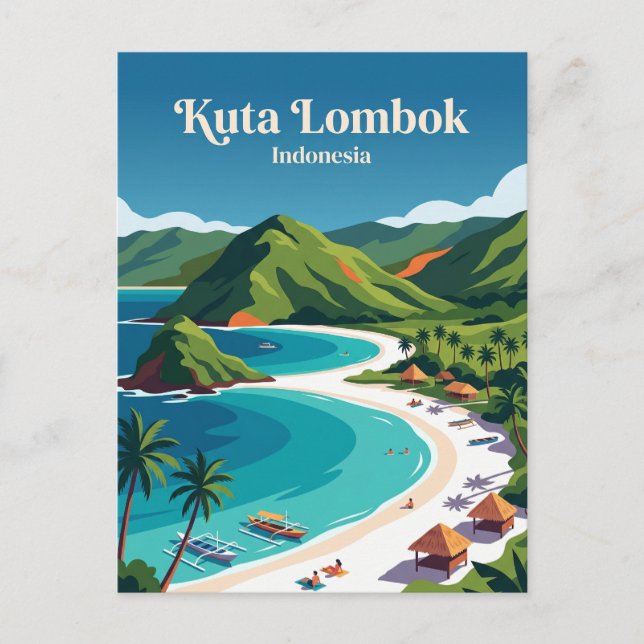 Carte Postale Kuta Lombok Indonésie (Devant)
