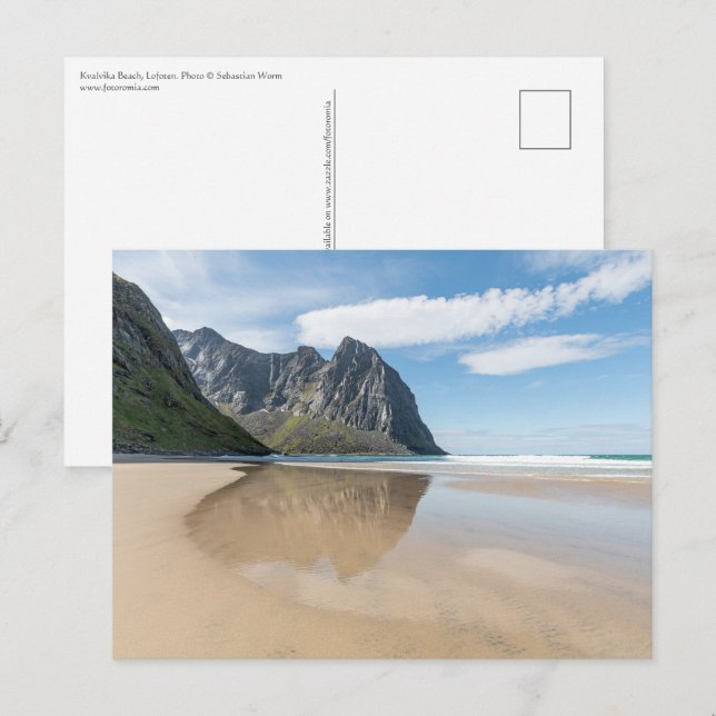 Carte Postale Kvalvika Beach Lofoten (Devant / Derrière)