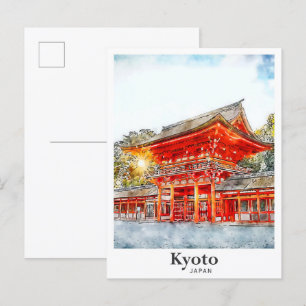 Carte Postale Kyoto Japon Aquarelle Dessin main