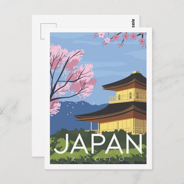 Carte Postale Kyoto Japon célèbre l'illustration des lieux de vo (Devant / Derrière)