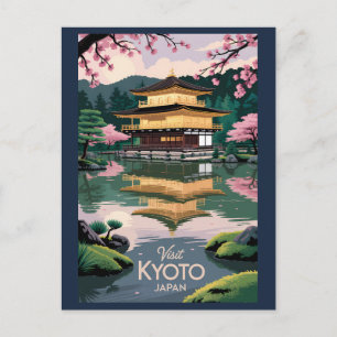 Carte Postale Kyoto Japon Kinkaku-ji Illustration Voyage Art Vin