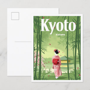 Carte Postale Kyoto Japon Vintage Art Voyage Illustration