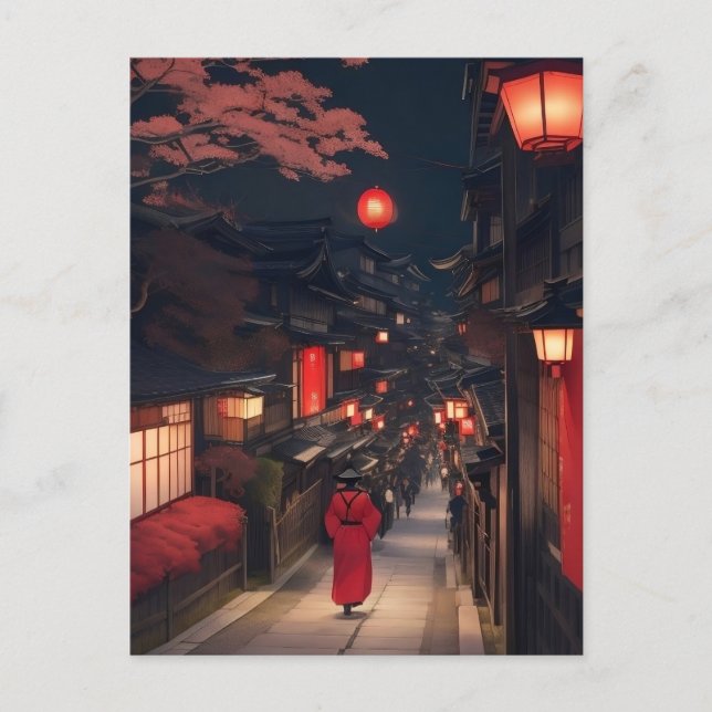 Carte Postale Kyoto Night Lanterns Postcard (Devant)