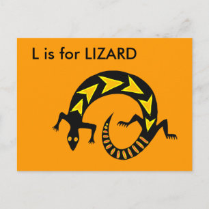 Carte Postale "L" est pour Lizard Alphabet Flashcard