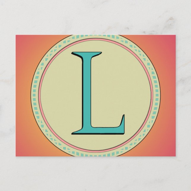 CARTE POSTALE L MONOGRAM LETTER (Devant)