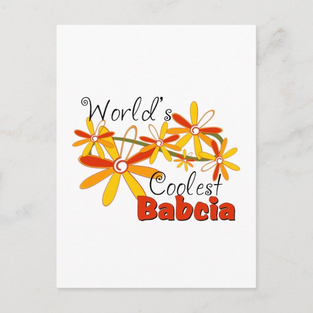 Carte Postale La Babcia la plus cool du monde floral (Devant)