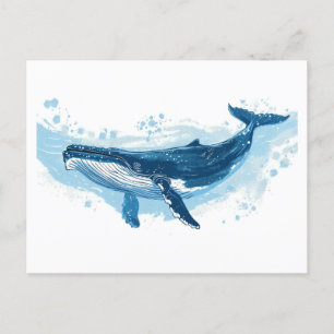 Carte Postale La baignade des mammifères de baleine bleue