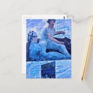 Carte Postale La balade en bateau collage mixte homme et femme