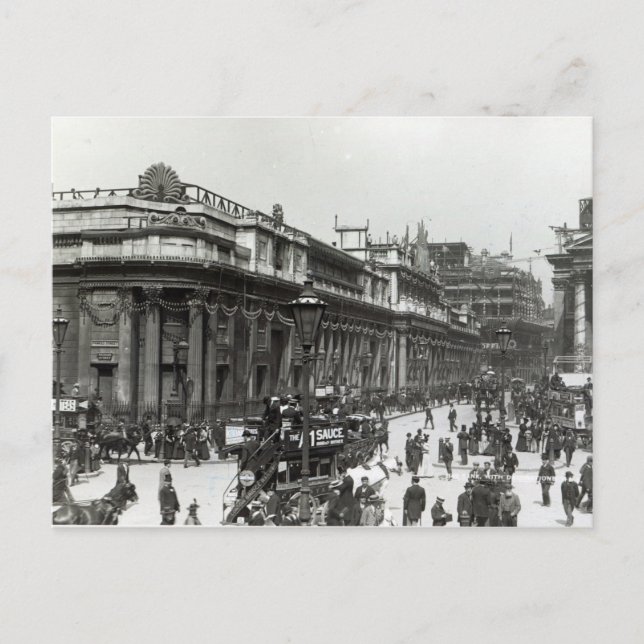 Carte Postale La Banque d'Angleterre décorée pour la reine (Devant)