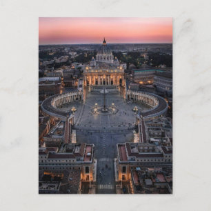 Carte Postale La basilique et la place Saint-Pierre au coucher d