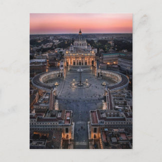 Carte Postale La basilique et la place Saint-Pierre au coucher d