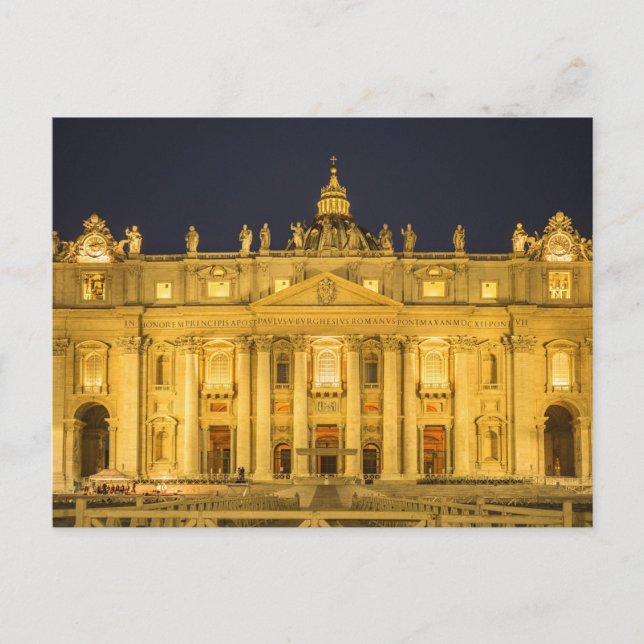 Carte Postale La basilique Saint-Pierre la nuit, Cité du Vatican (Devant)