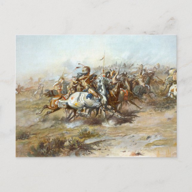 Carte Postale La bataille de Custer Charles Marion Russell (Devant)